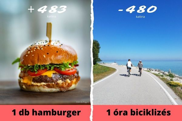 hamburger és biciklizés kalória